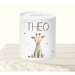 Spardose Kind Löwe, Sparschwein mit Namen, Kinderspardose Keramik personalisiert, Sparbüchse Geburtstag