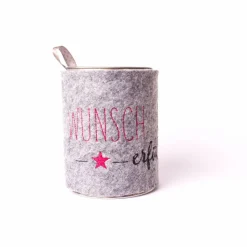 Spardose mit bestickter Filzhülle Wunscherfüller