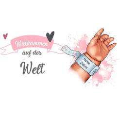 Spardose zur Geburt mit Name / Geburtsdatum auf Babyhand Armband