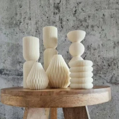 Sparset 6er Set handgegossene Kerzen - Sojawachs - Gerippte Säulen & Rillenkerzen, vegan, nachhaltig, minimalis