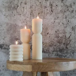 Sparset 6er Set handgegossene Kerzen - Sojawachs - Gerippte Säulen & Rillenkerzen, vegan, nachhaltig, minimalis