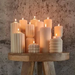 Sparset 6er Set handgegossene Kerzen - Sojawachs - Gerippte Säulen & Rillenkerzen, vegan, nachhaltig, minimalistisch