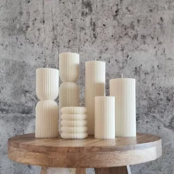 Sparset 6er Set handgegossene Kerzen - Sojawachs - Gerippte Säulen & Rillenkerzen, vegan, nachhaltig, minimalistisch