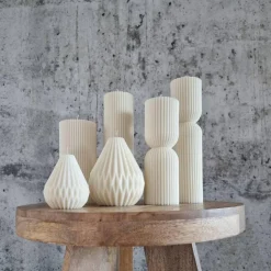 Sparset 6er Set handgegossene Kerzen - Sojawachs - Gerippte Säulen & Rillenkerzen, vegan, nachhaltig, minimalistisch