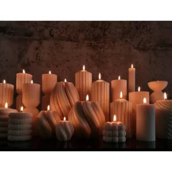 Sparset 6er Set handgegossene Kerzen - Sojawachs - Gerippte Säulen & Rillenkerzen, vegan, nachhaltig, minimalistisch