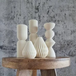 Sparset 4er Set handgegossene Kerzen - Sojawachs - Gerippte Säulen & Rillenkerzen, vegan, nachhaltig, minimalis