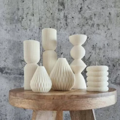 Sparset 5er Set handgegossene Kerzen - Sojawachs - Gerippte Säulen & Rillenkerzen, vegan, nachhaltig, minimalistisch