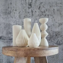 Sparset 7er Set handgegossene Kerzen - Sojawachs - Gerippte Säulen & Rillenkerzen, vegan, nachhaltig