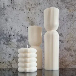 Sparset 7er Set handgegossene Kerzen - Sojawachs - Gerippte Säulen & Rillenkerzen, vegan, nachhaltig
