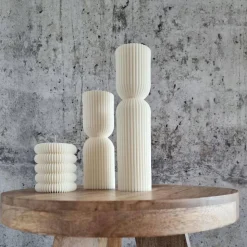 Sparset 5er Set handgegossene Kerzen - Sojawachs - Gerippte Säulen & Rillenkerzen, vegan, nachhaltig, minimalistisch