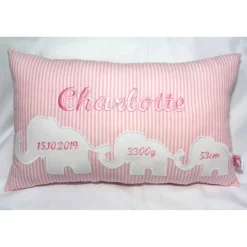 Sparset:Kissen und Spucktuch, Namenskissen bestickt, Geschenk Geburt Taufe Elefant für Jungen und Mädchen versch. Farben mögl