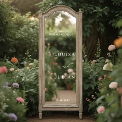 Spiegel Hochzeit Aufkleber, Hochzeitsschild Deko, personalisierte Hochzeit Spiegel Aufkleber, Hochzeits-Empfangsschild,