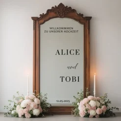 Spiegel Hochzeit Aufkleber, Hochzeitsschild Deko, personalisierte Hochzeit Spiegel Aufkleber, Hochzeits-Empfangsschild,