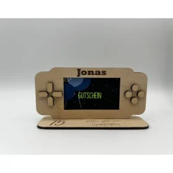 Spielekonsole Geschenkidee – Personalisierter Gutscheinhalter aus Holz, Geldgeschenk & Gutscheinverpackung zum Geburtstag