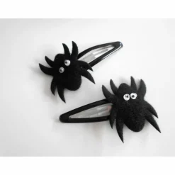 Spinnen Spinne Haarclips , Haarspangen,  Paar, schwarz mit Wackelaugen