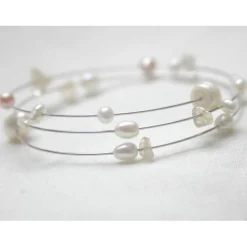 Spiralarmband mit Perlen, Armreif mit Perlen zur Hochzeit, für die beste Freundin