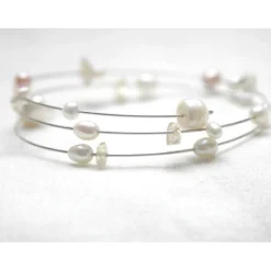 Spiralarmband mit Perlen, Armreif mit Perlen zur Hochzeit, für die beste Freundin