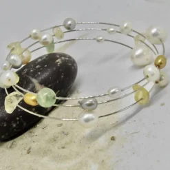 Spiralarmband mit Perlen, Armreif mit Perlen zur Hochzeit, für die beste Freundin