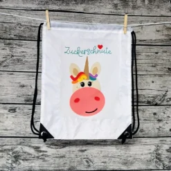 Sportbeutel bedruckt mit einem Einhorn, Zugbeutel, Rucksack