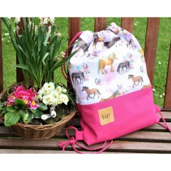 Sportrucksack Pferdefreunde, rosagrundig, Softshell, gefüütert mit Innentasche, ca. 30x39cm