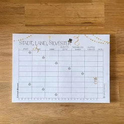 Stadt Land Silvester Spielblock in DIN A5
