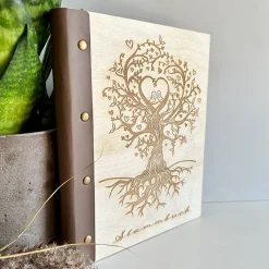 Stammbuch mit Ledereinband, Gravur Liebesbaum, Behördenformat, Familienbuch