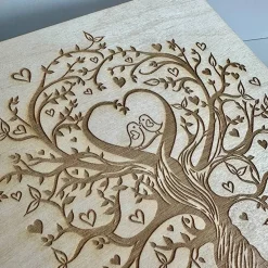 Stammbuch mit Ledereinband, Gravur Liebesbaum, Behördenformat, Familienbuch