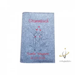 Stammbuch Stammbuchhülle Hochzeitskuss Einband Umschlag für Stammbuch Namensbestickung Familienbuch
