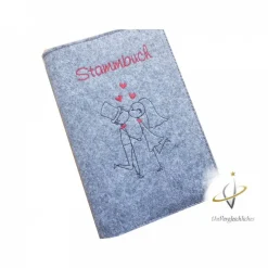 Stammbuch Stammbuchhülle Hochzeitskuss Einband Umschlag für Stammbuch Namensbestickung Familienbuch