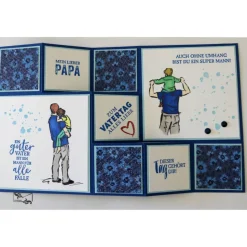 Stampin'Up! 3D Grußkarte zum Vatertag, aussergewöhnliche 3D Große Faltkarte Treppenkarte Handarbeit