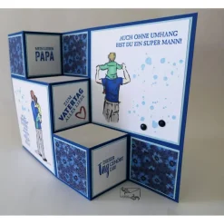 Stampin'Up! 3D Grußkarte zum Vatertag, aussergewöhnliche 3D Große Faltkarte Treppenkarte Handarbeit