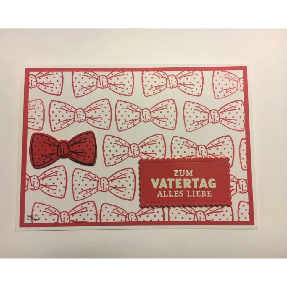 Stampin'Up! 3D Vatertagskarte mit Fliege und Grußtext in Weiß Handarbeit