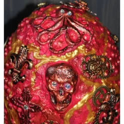 Steampunk Dekoei CROSS & SKULL & OCTOPUS Acrylmalerei auf einem Keramikei Ostergeschenk Künstler-Ei Sammlerstück Unikat