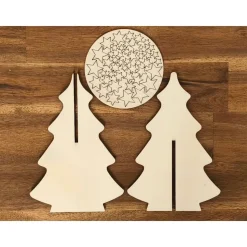 Steck-Tannenbaum aus Holz mit Sternchen (Bastelset)