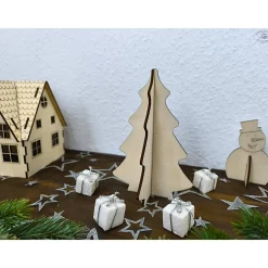 Steck-Tannenbaum aus Holz mit Sternchen (Bastelset)