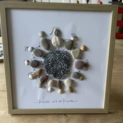 Steinbild Freunde, Geschenk für liebe Menschen, Meer Dekoration