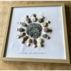 Steinbild Freunde, Geschenk für liebe Menschen, Meer Dekoration