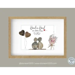 Steinbild Hand in Hand – Personalisiertes Hochzeitsgeschenk, Silberhochzeit, Goldene Hochzeit, Unikat
