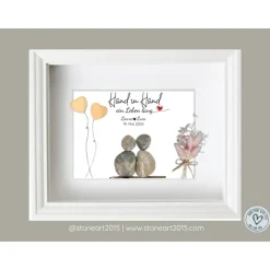 Steinbild Hand in Hand – Personalisiertes Hochzeitsgeschenk, Silberhochzeit, Goldene Hochzeit, Unikat