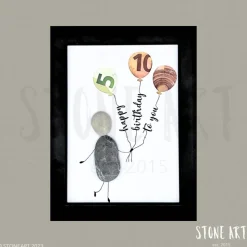 Steinbild Happy Birthday to you – Kreatives Geldgeschenk mit Herzluftballons & Personalisierung