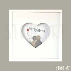 Steinbild Herzensmensch – Handgemachtes Geschenk für Lieblingsmenschen & Hochzeit – Personalisiertes Unikat