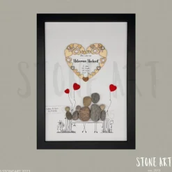 Steinbild Hölzerne Hochzeit – handgefertigtes Geschenk zum 5.–10. Hochzeitstag, optional mit passender Karte