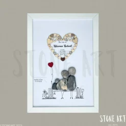 Steinbild Hölzerne Hochzeit – handgefertigtes Geschenk zum 5.–10. Hochzeitstag, optional mit passender Karte