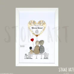 Steinbild Hölzerne Hochzeit – handgefertigtes Geschenk zum 5.–10. Hochzeitstag, optional mit passender Karte