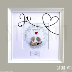 Steinbild „Ja – ein kleines Wort, das großes Glück bedeutet“ – Persönliches Hochzeitsgeschenk mit Wunschtext