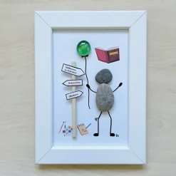 Steinbild Lehrer mit Klassenbuch – Handgemachtes Unikat zum Abschied & Ruhestand personalisierbar, STB-393