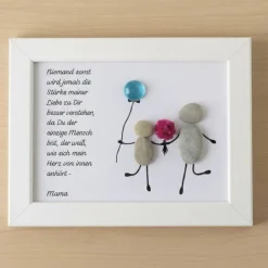 Steinbild Mama personalisiert mit Ballon, Blumen & Wunschtext – Einzigartiges Geschenk zum Muttertag | STB-311