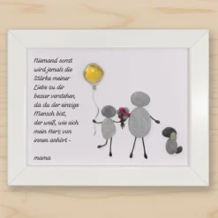 Steinbild Mama personalisiert mit Ballon, Blumen & Wunschtext – Einzigartiges Geschenk zum Muttertag | STB-311