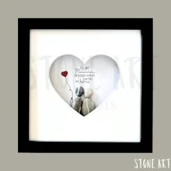 Steinbild mit Herz-Passepartout & Personalisierung – Perfektes Geschenk für Herzensmenschen