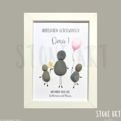 Steinbild Oma Enkel – Persönliches Geschenk zum 60, 65, 70 Geburtstag für Oma